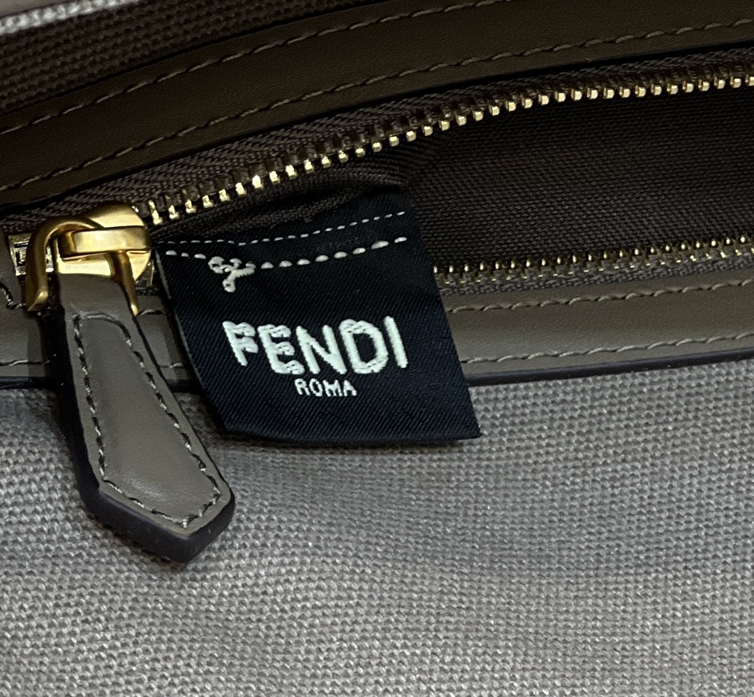 Fendi Medium Baguette FF Canvas Shoulder Bag Dark Grey